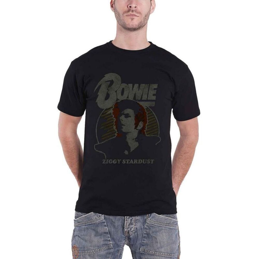 David Bowie Unisex Adult Ziggy Stardust Vintage T-Shirt / Black